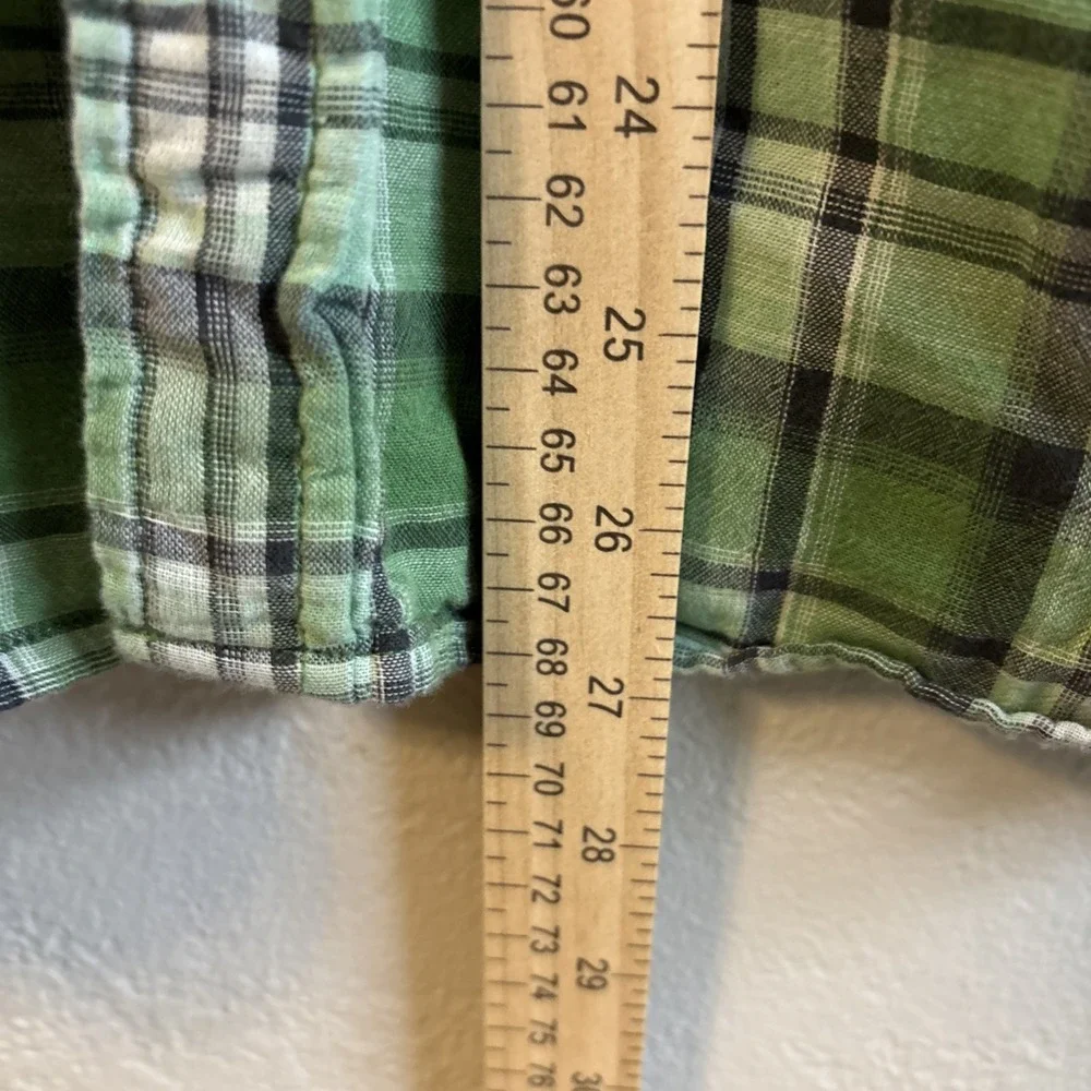 The North Face Mens Green Plaid Short Sleeve Button Up Shirt Large Cotton